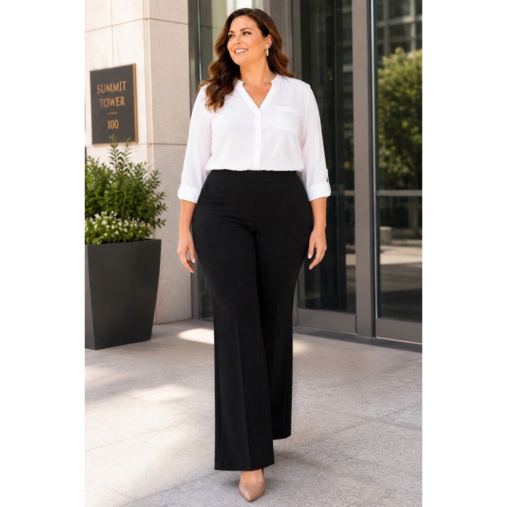 Apostrophe Woman Black Dress Pants 18W Career Stretch Bootcut Plus Size Slacks